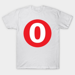 Number 0 Big Red Dot Letters & Numbers T-Shirt